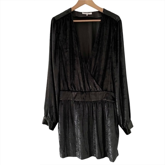 FRAME Noir Velvet Shimmering Metallic Mini Dress - Picture 6 of 14